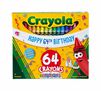 64 Count Birthday Crayons with Specialty Confetti Colors box front view