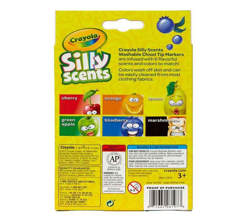 Silly Scents Chisel Tip Markers, Sweet Scents, 6 Count