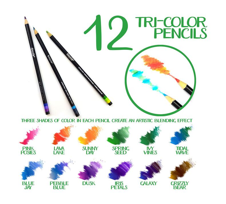 Crayola Tri-Shade Colored Pencils with Decorative Tin