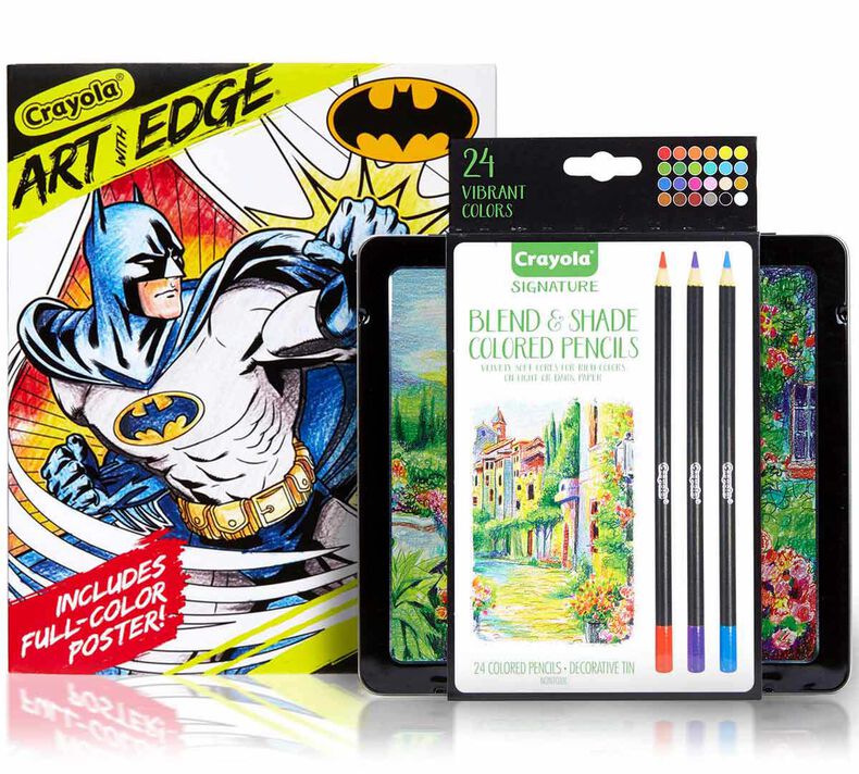 Batman Coloring Book & 24 Colored Pencils Adult Coloring Set