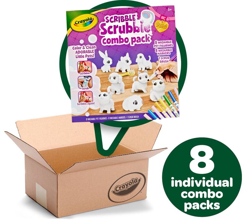 Scribble Scrubbie Pets Combo Pack Bulk Case, 8 Individual Combo Packs