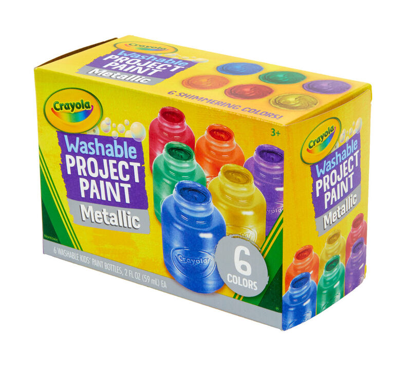 Crayola Washable Kids' Paints - Metallic, Set of 6 Colors, 2 oz jars