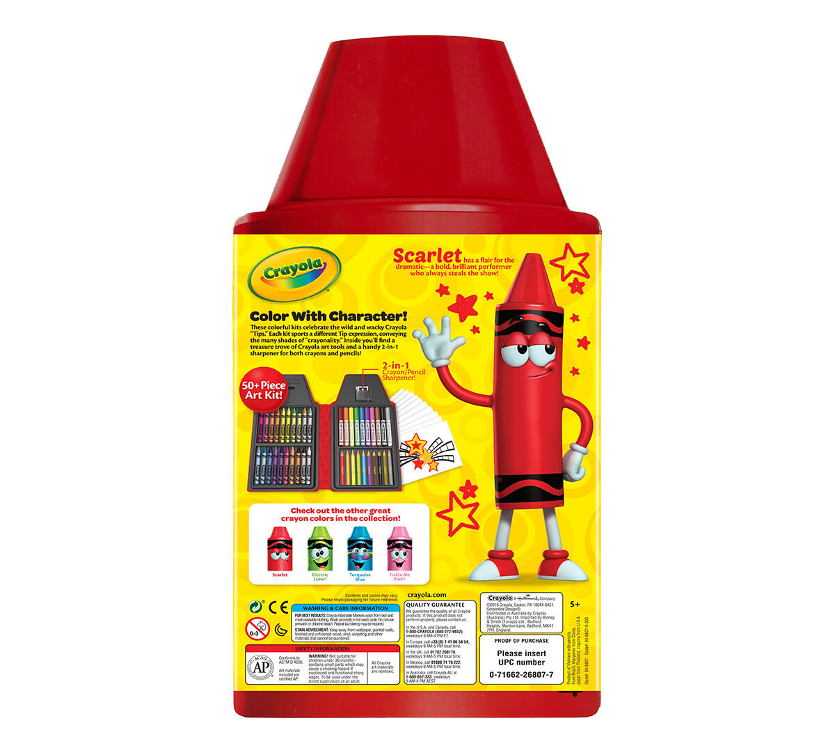 Scarlet Gift Crayons,Markers,Pencils & Sharpener Crayola Tip 50 Piece Art Kit 