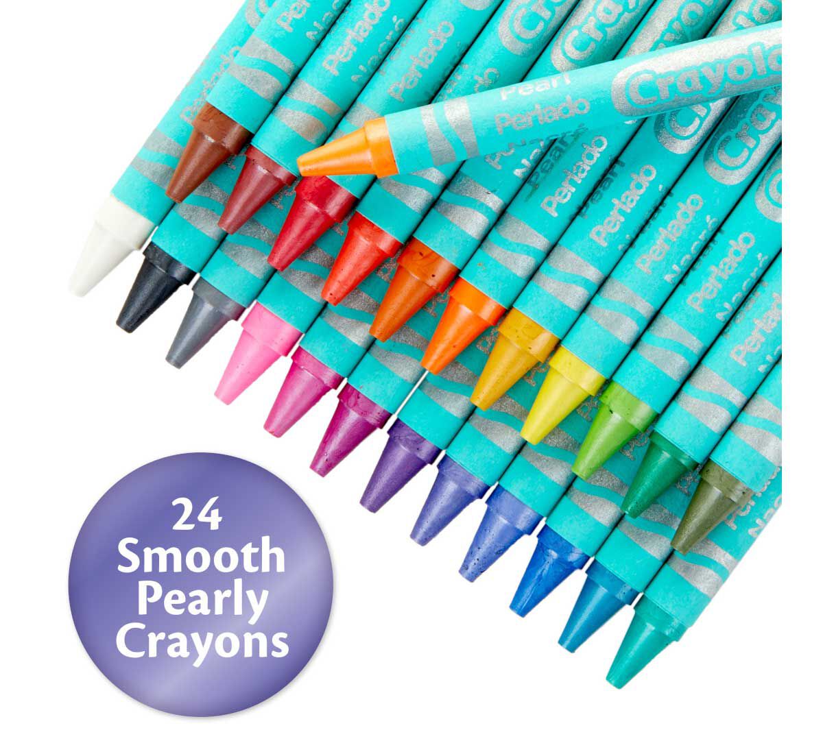 Pearl Crayons, 24 Count Pearlescent Colors Crayola