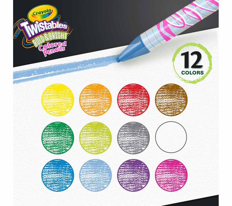 Twistables Colored Pencils, Bold & Bright, 12 Count