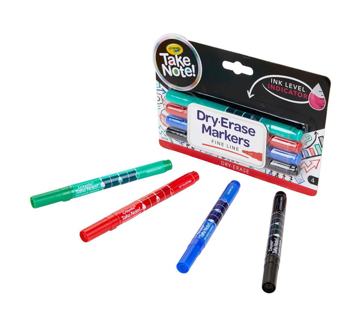 Low Odor Dry Erase Markers, Fine Tip, 4 Count Crayola