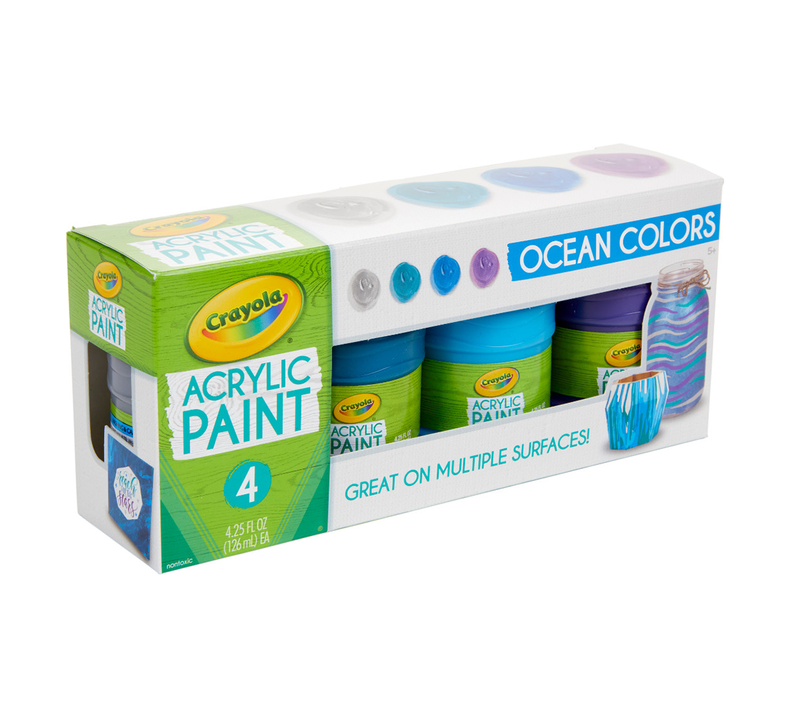 Multi-Surface Acrylic Paint, Ocean Colors, 4 Count