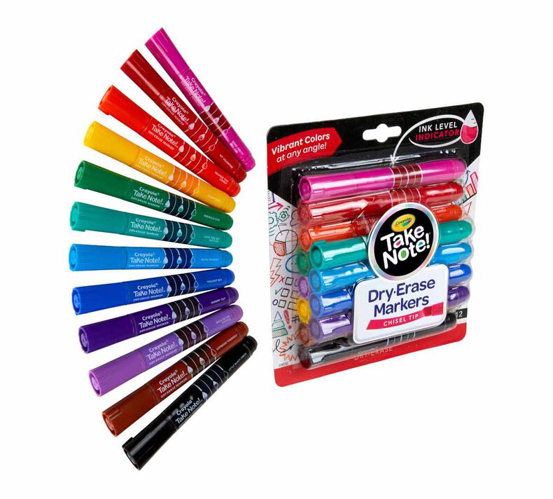 Crayola Take Note Dry-Erase Markers - Assorted Colors, Chisel Tip, Set of 4