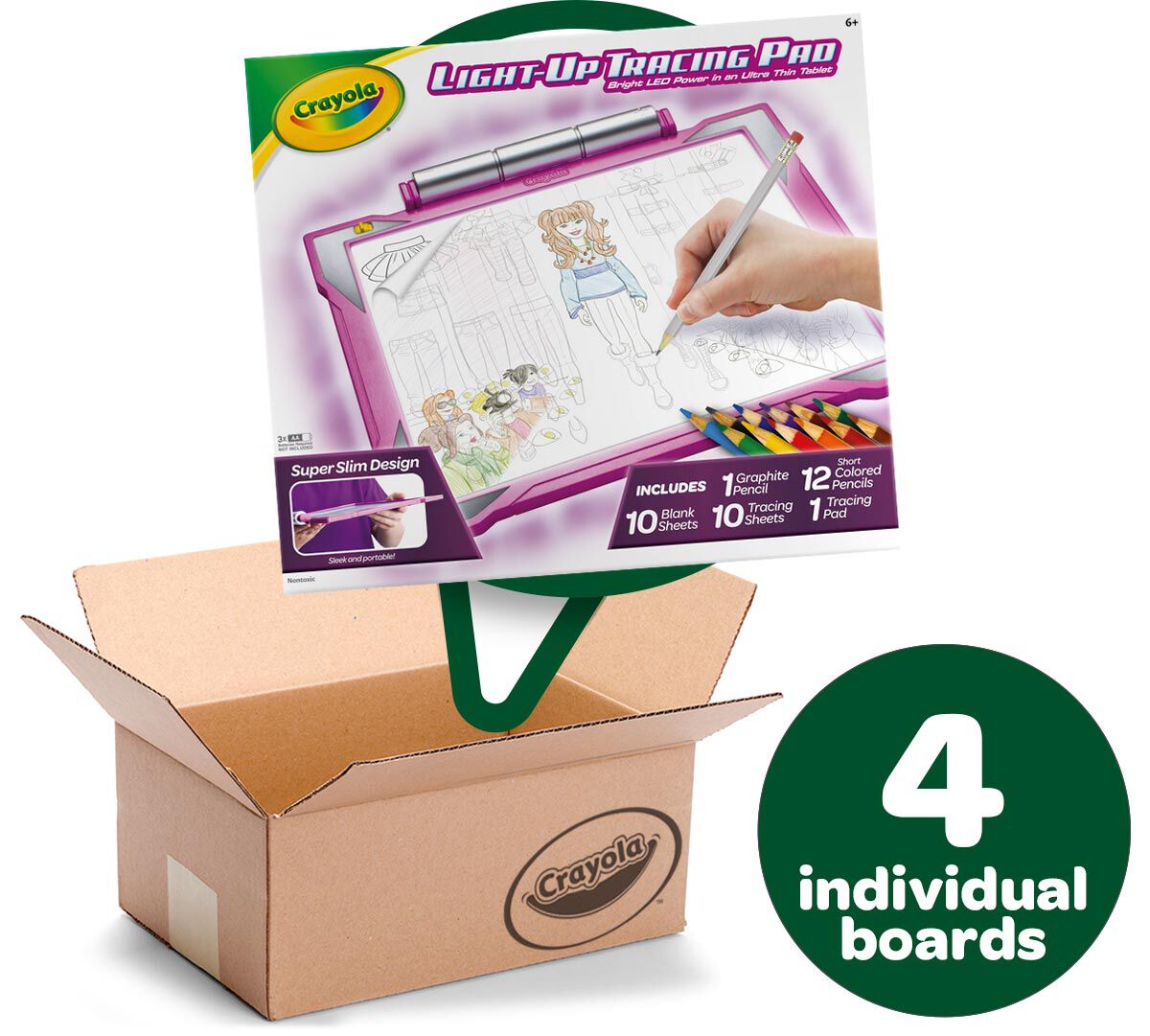 Light Up Tracing Pad Bulk Case, 4 Tracing Pads in Pink | Crayola.com
