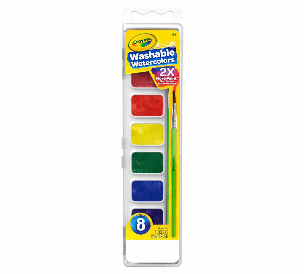 Washable Watercolor Paints, 8 count front view