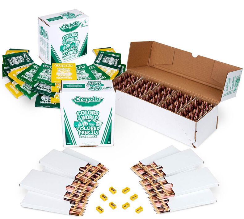 3-in-1 Colors of the World Crayons, Colored Pencils, & Markers Classpacks