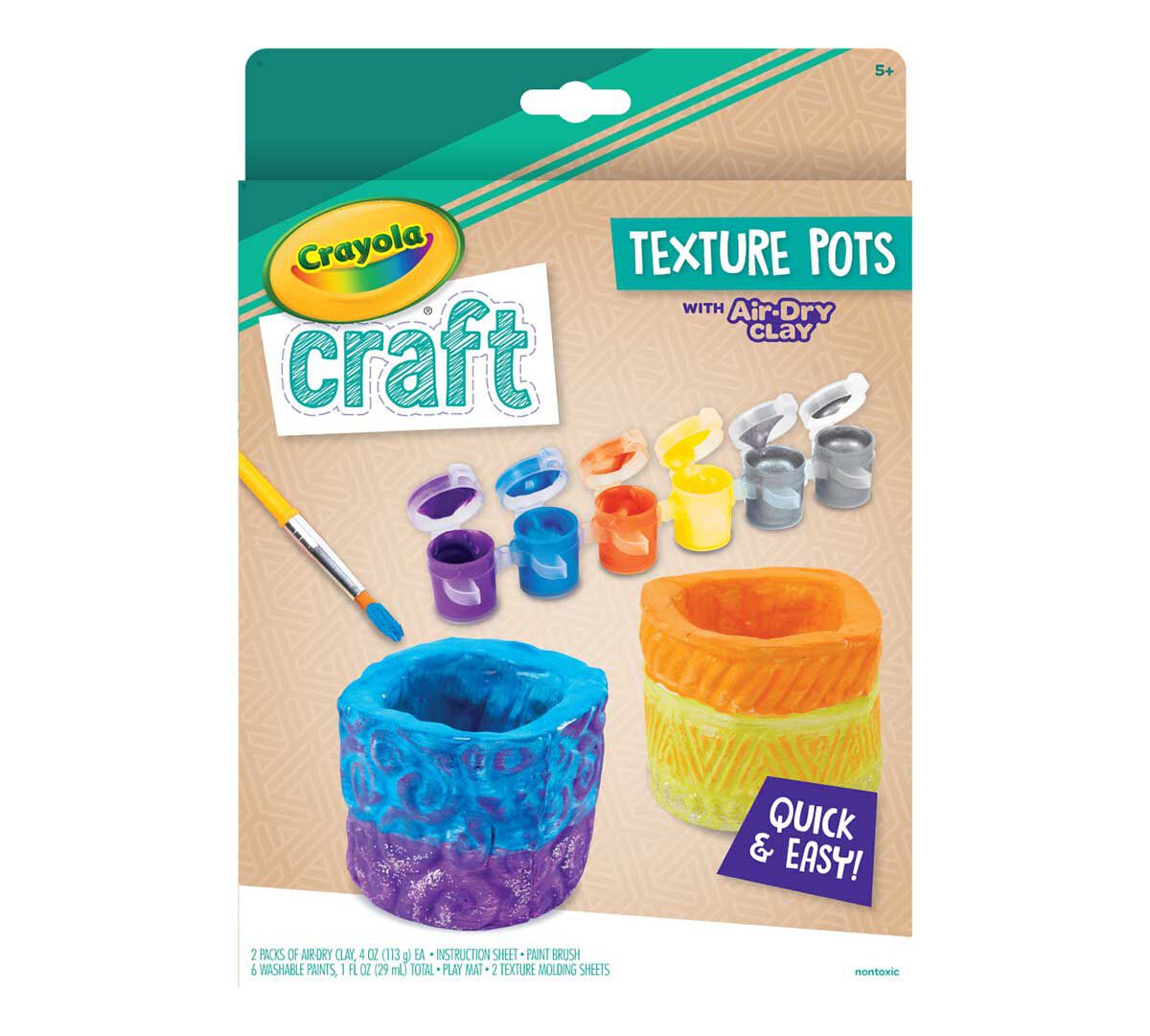 Textured Pots Craft Kit, Air Dry Clay Craft, Crayola.com