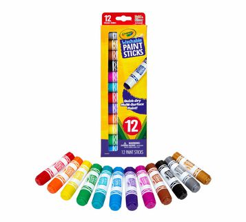 12 Count Quick Dry Washable Paint Sticks packaging and contents