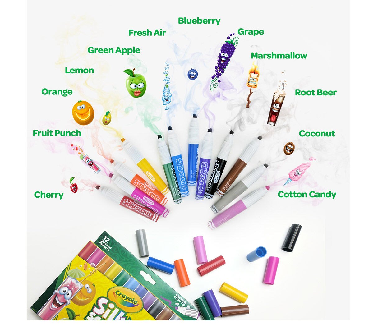 Download Crayola Silly Scents Markers, 12 count, Scented Art Tools, Assorted Colors, Chisel Tip for Thick ...