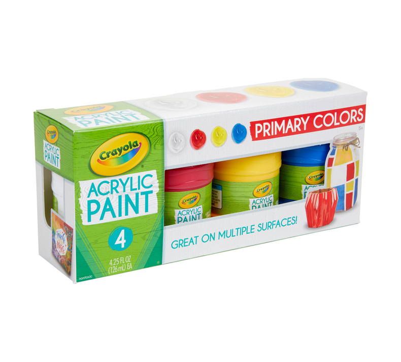 Multi-Surface Acrylic Paint, Primary Colors, 4 Count