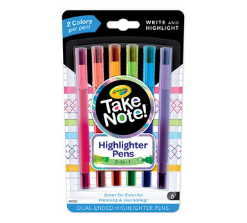 Take Note Dual Tip Highlighter Pens, 6 Count Front View