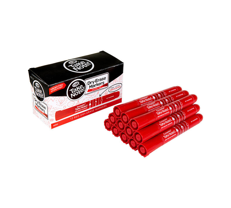 Take Note Red Dry Erase Markers, 12 Count