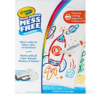 color Wonder Mess Free Blank Coloring Pages, 50 count front view.