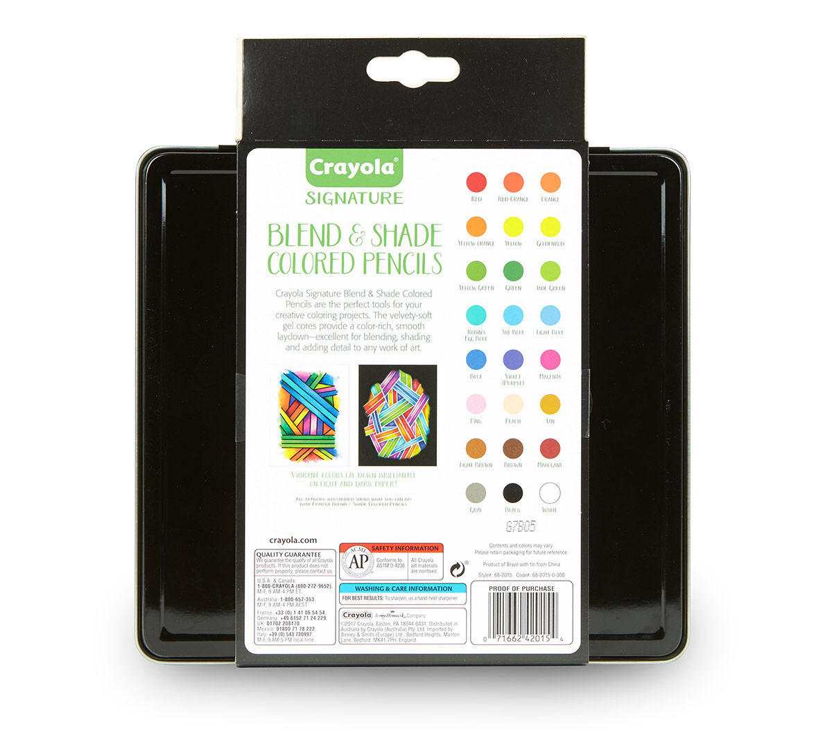 Crayola Signature; Blend & Shade Colored Pencils; 24 ct; Storage Tin