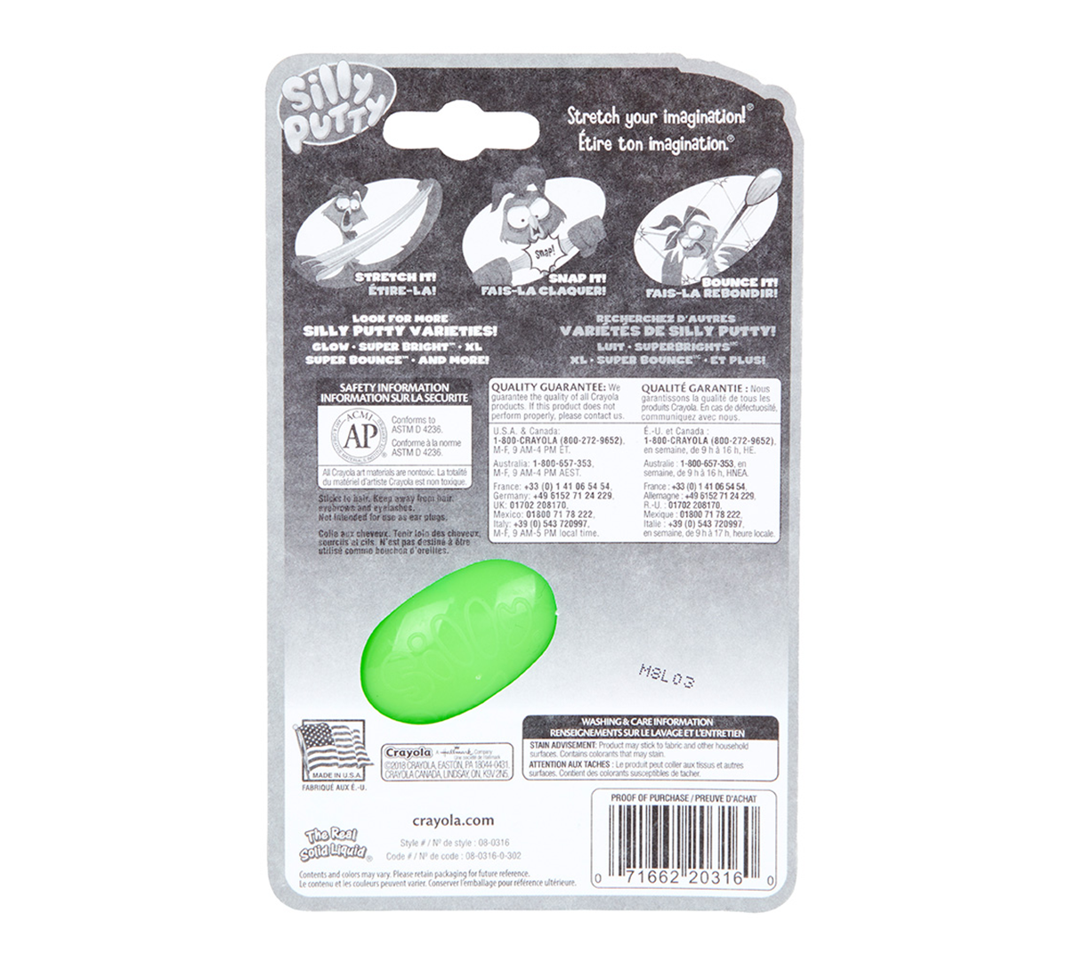 Crayola Bs080316 Silly Putty Glow in Dark Carded for sale online 