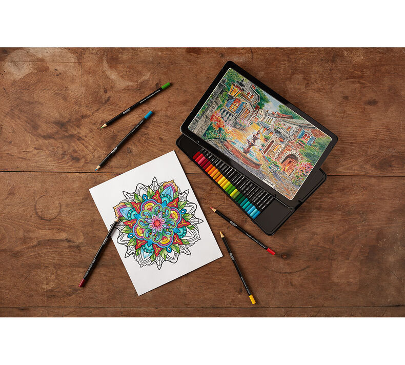 Mandala Coloring Book with Signature Colored Pencils