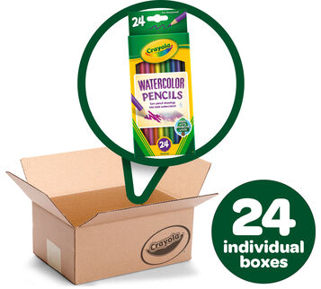 Watercolor Pencils Bulk Case, 24 Individual Boxes, 24 count Each