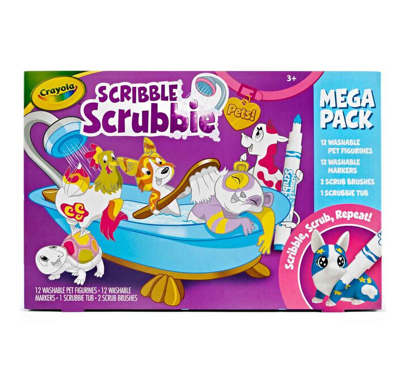 RARE Crayola Scribble Scrubbie Safari Tub Set 4 Pets Washable Marker Art  Kit