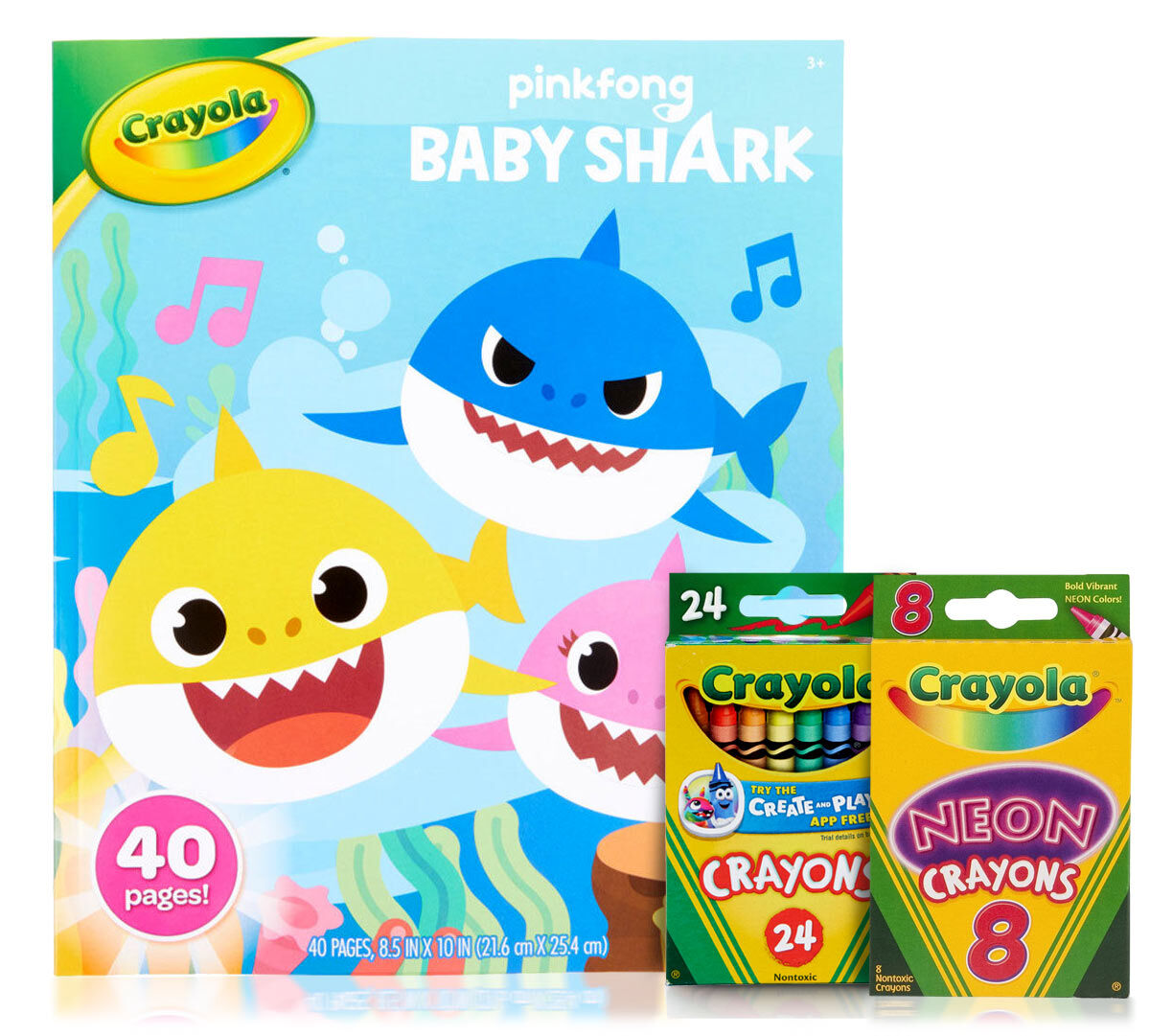 Baby Shark Coloring Book and Crayons Set