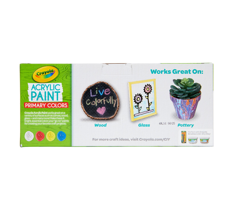 Multi-Surface Acrylic Paint, Primary Colors, 4 Count