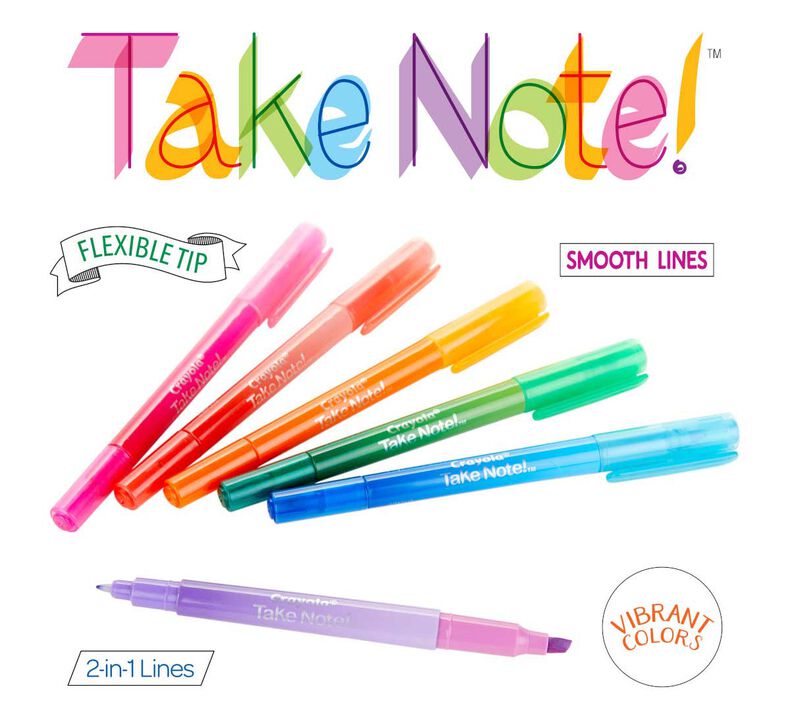 Take Note Dual Tip Highlighter Pens, 6 Count