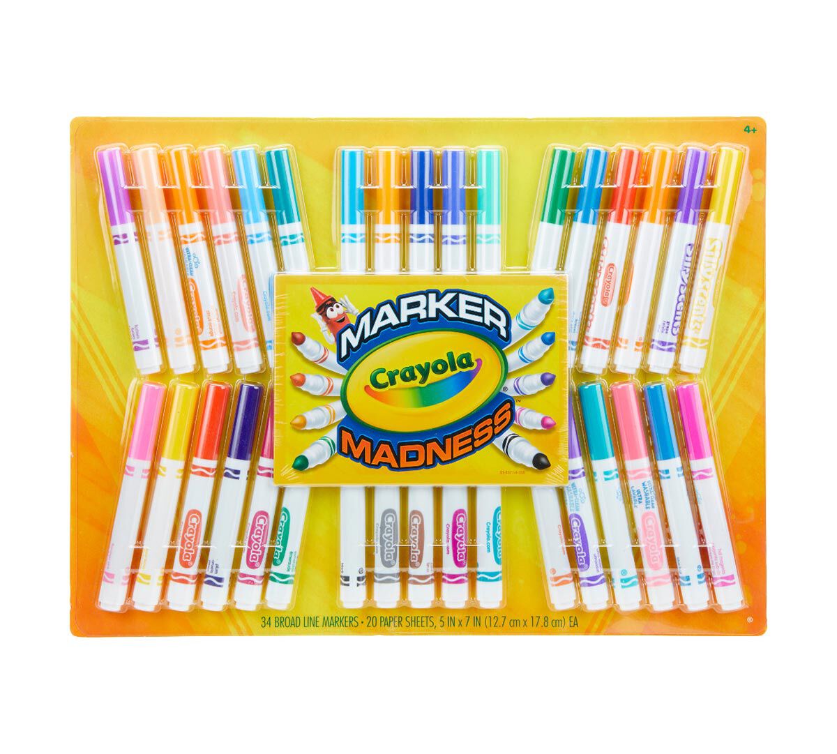 Crayola Marker Madness, 34 Broad Line Markers, Scented & Neon, Art Set