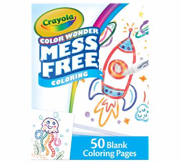 Crayola Color Wonder Mess Free Blank Coloring Pages, 50 count front view.