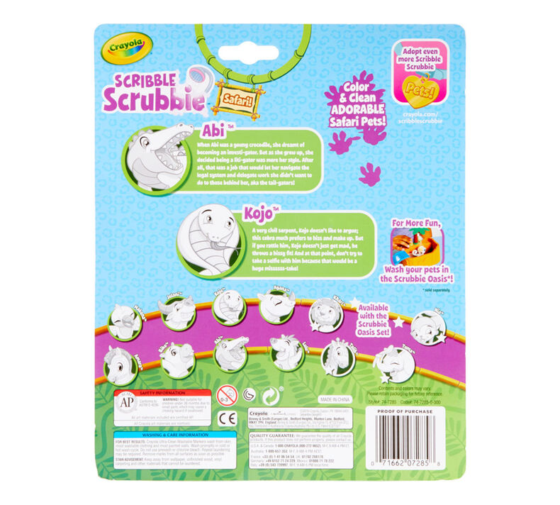 Scribble Scrubbie Safari Animals, Croc & Cobra, 2 Count