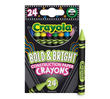 Bold & Bright Construction Paper Crayons, 24 count front view.