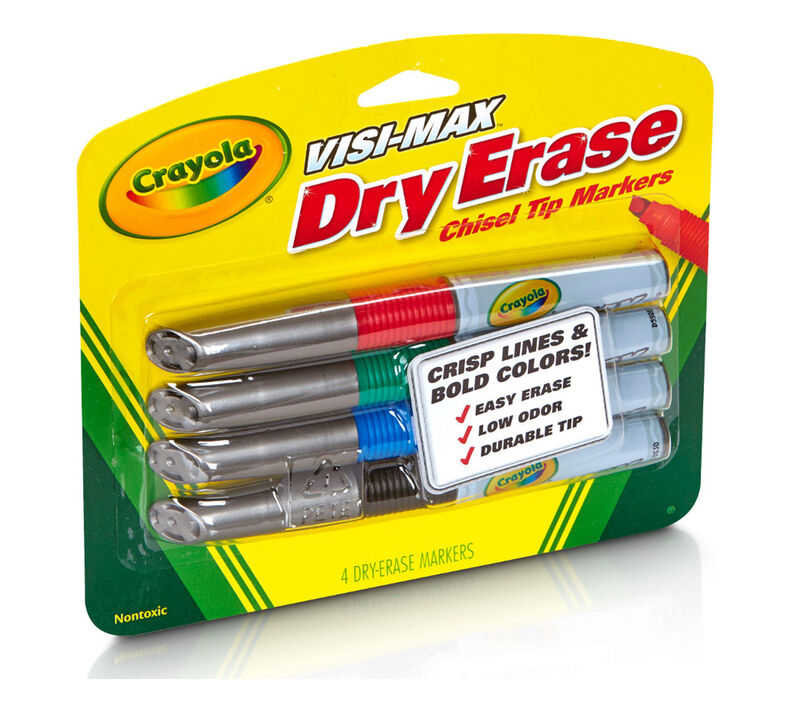 Visi-Max Dry Erase Markers, Chisel Tip, 4 Count