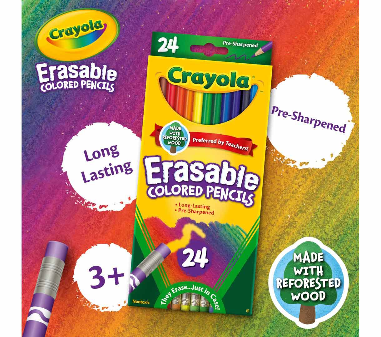 Crayola Erasable Colored Pencils, Art Tools, Adult Coloring, 24 Count