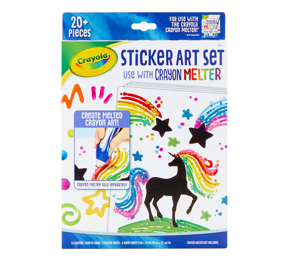 8 10 9 11 Crayon Melter Expansion Gift for Kids Crayola Silhouette Art Sticker Kit