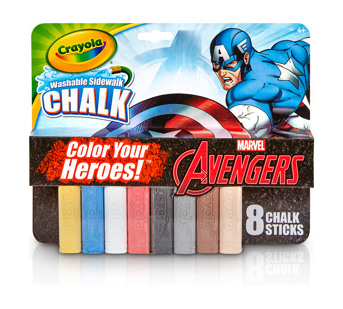 Download Avengers-Captain America Washable Sidewalk Chalk, 8 Count - Color Your Heroes! | Crayola