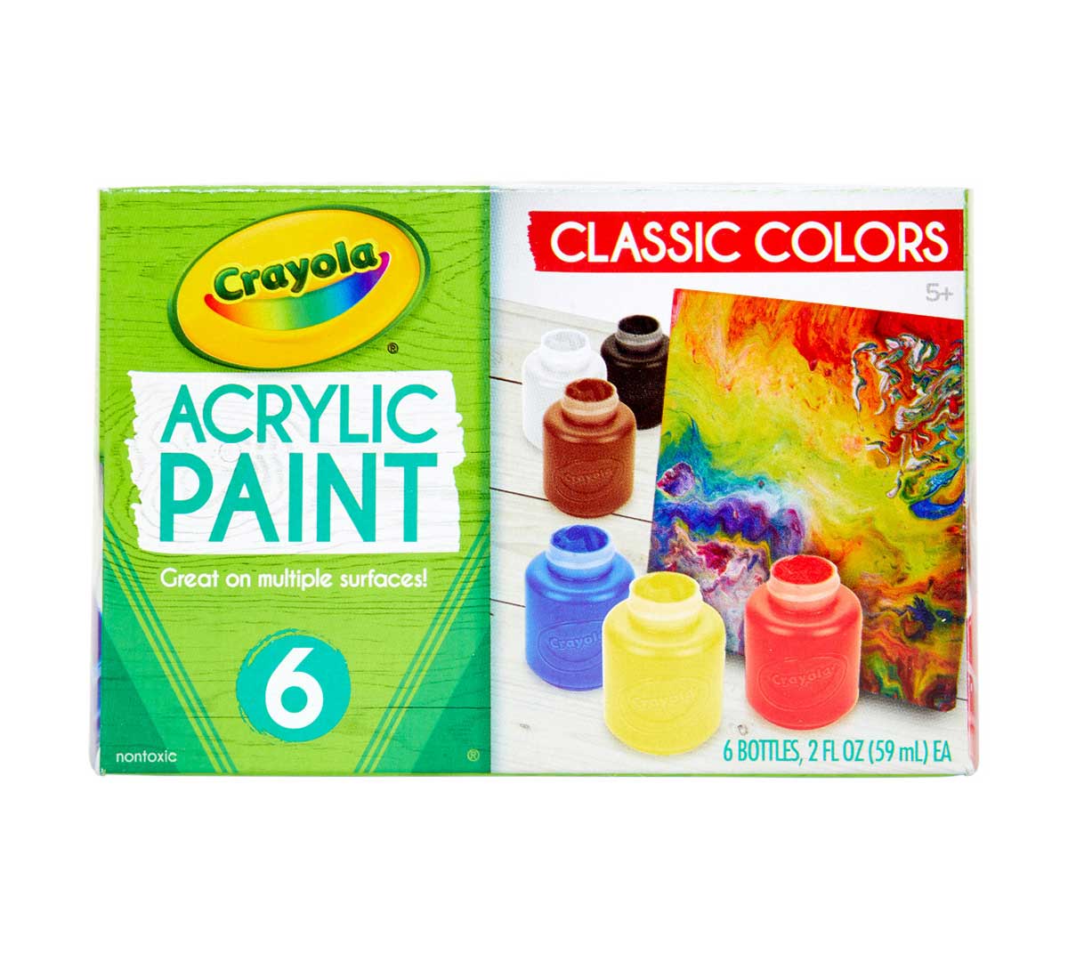 Acrylic Paint Set, Water Based Paint, 6 Colors, 16 Oz. Bottles