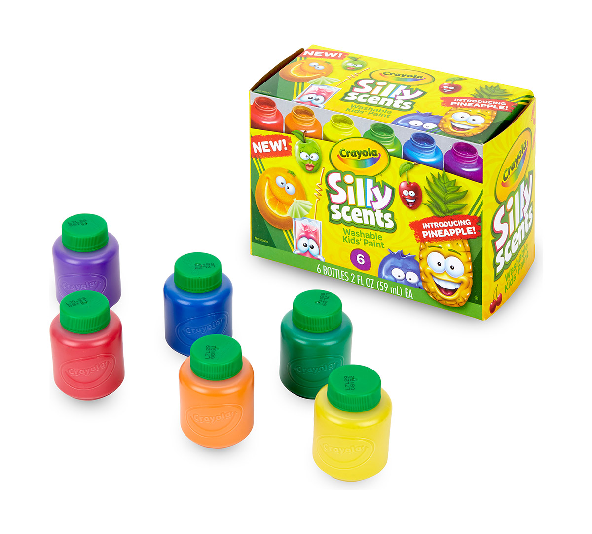 Crayola Silly Scents Washable Kids' Paint, 6 Colors in 2-Ounce Bottles