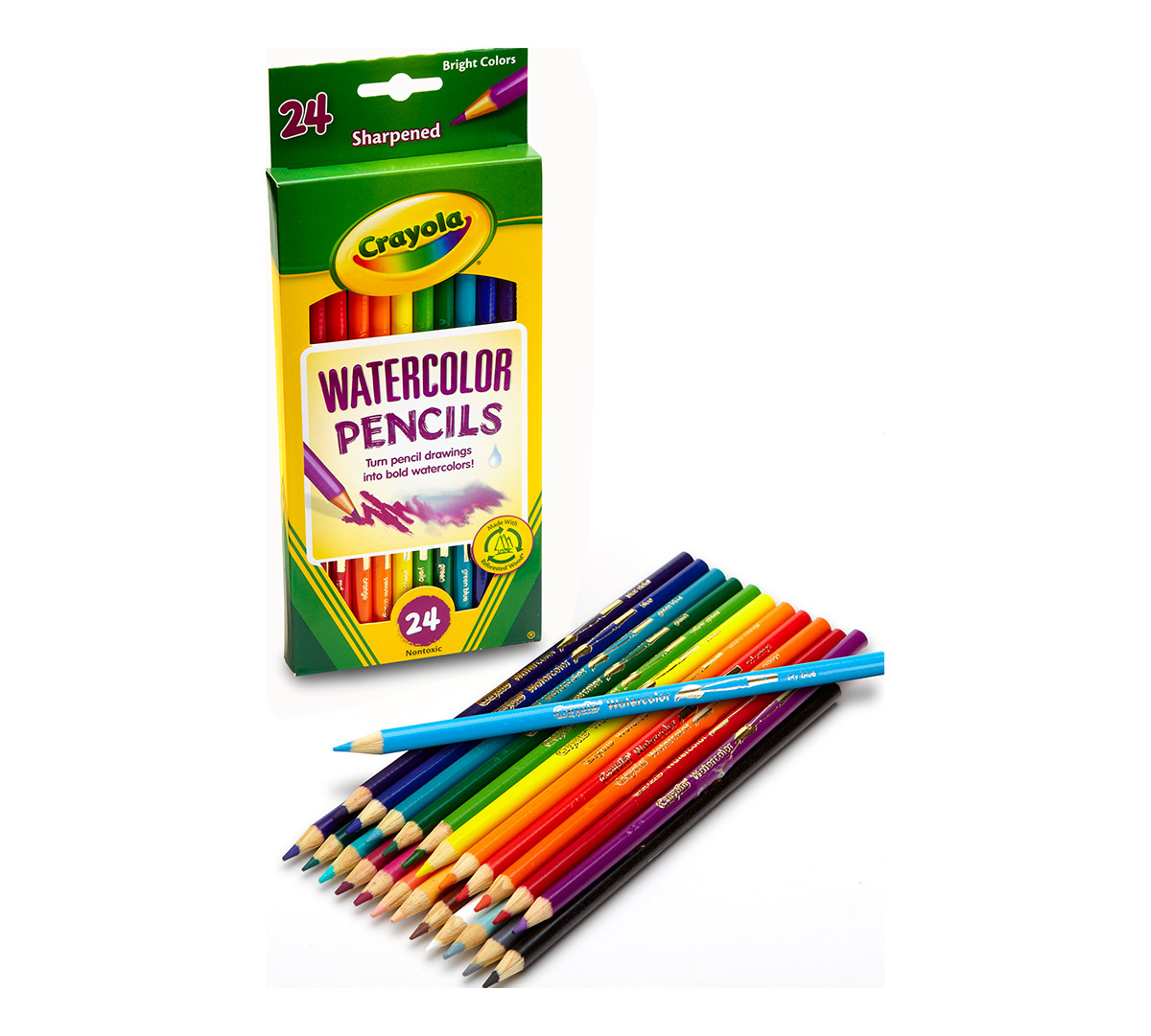 Rainbow Watercolor Pencils 24 Pack Wood. 