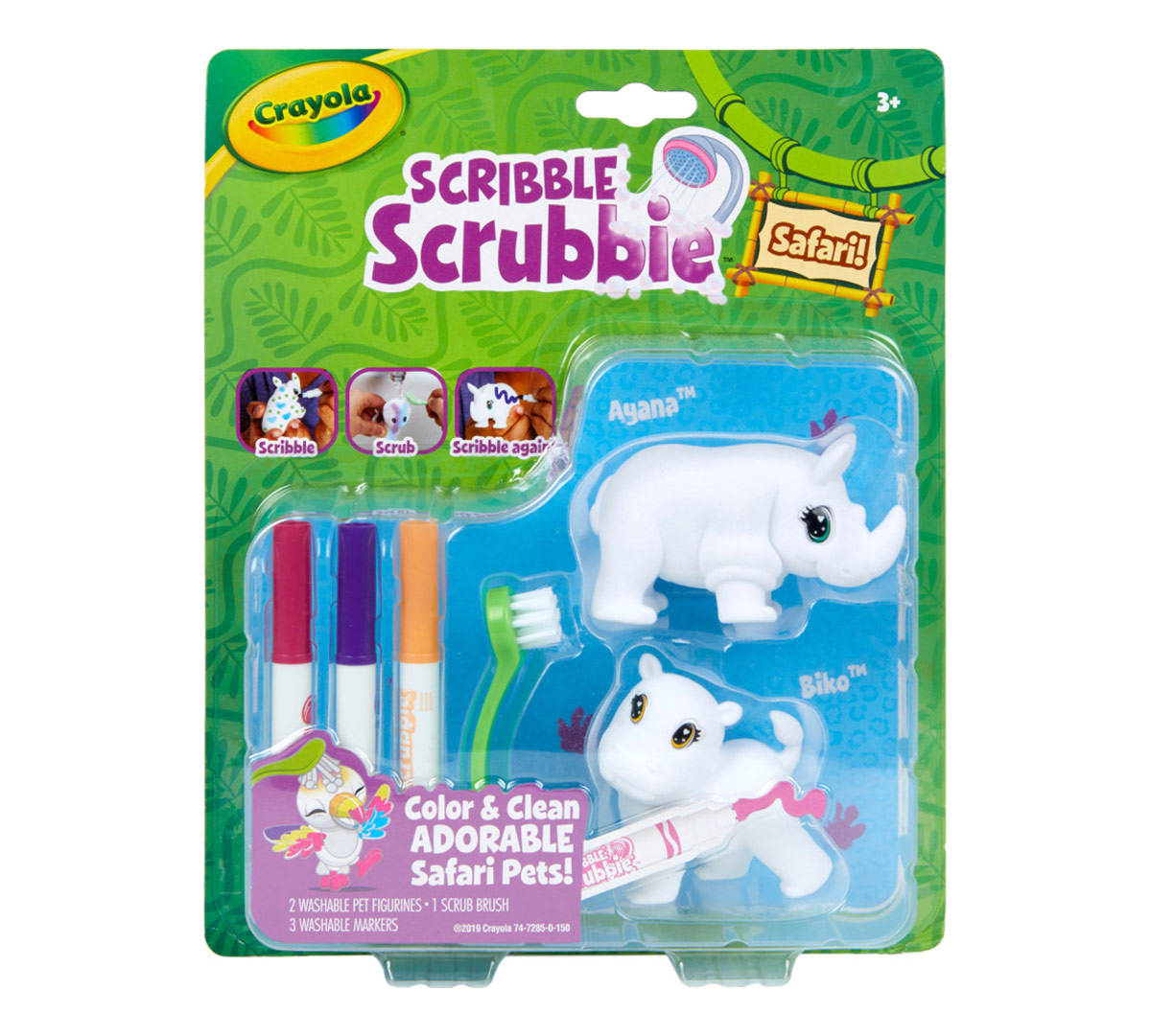 Scribble Scrubbie Safari Animals, Rhino, Hippo | Crayola.com | Crayola