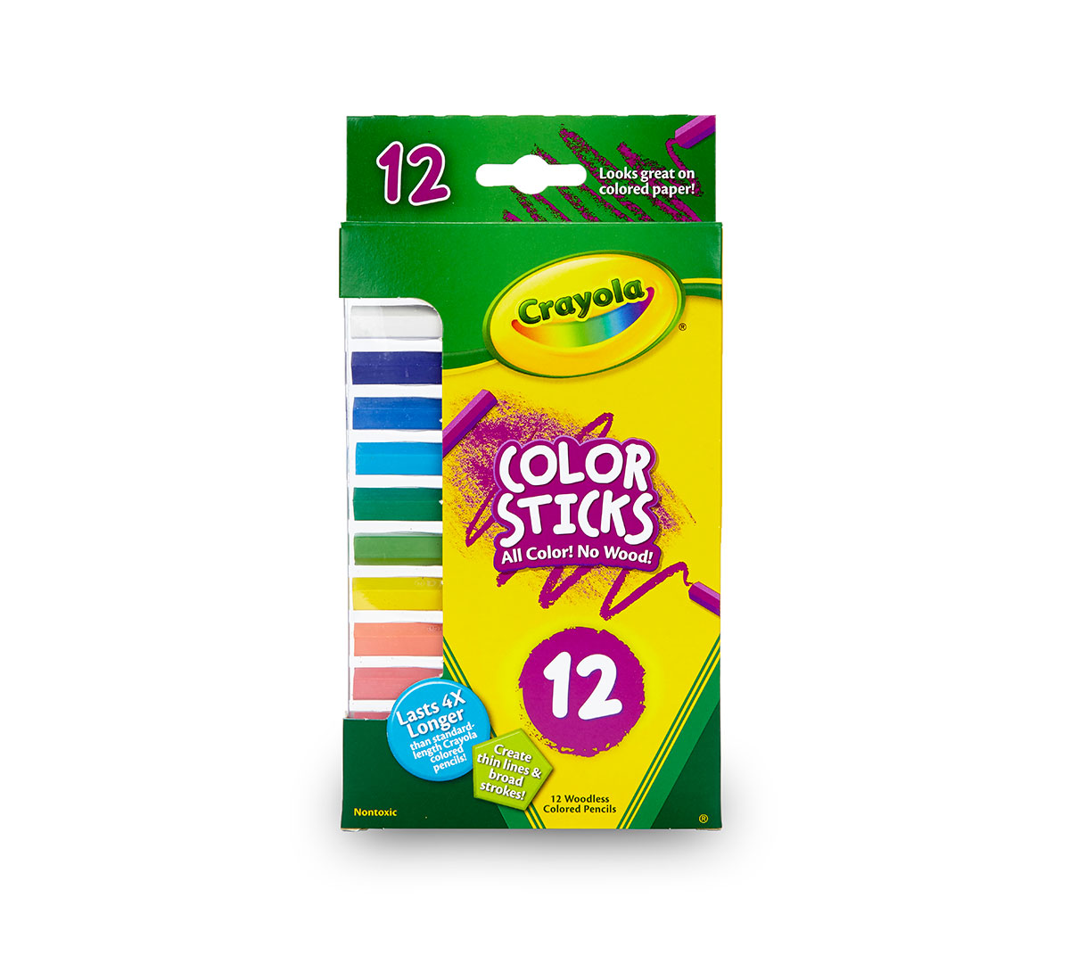  Crayola Color Sticks (12 Count), Woodless Colored