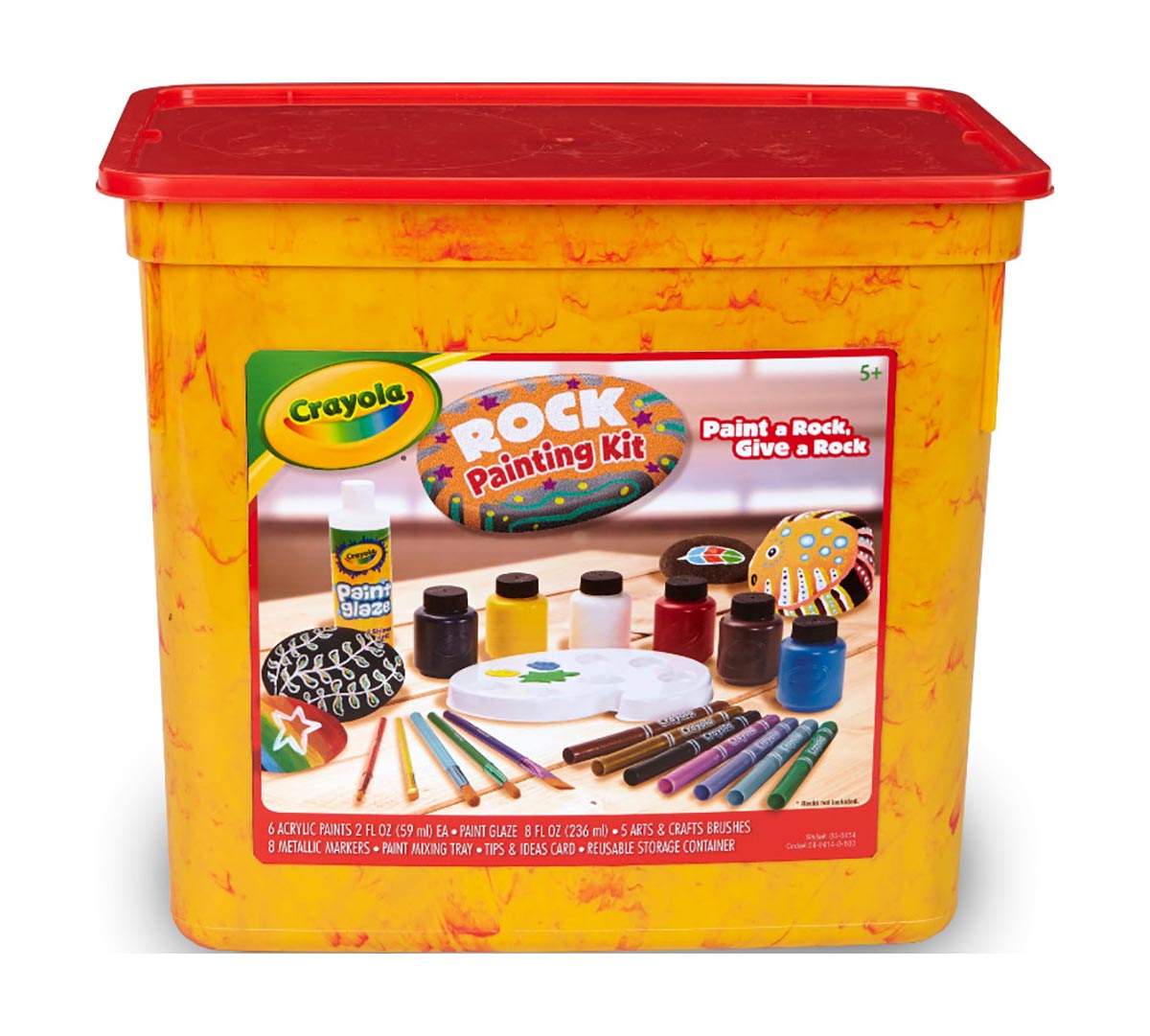Crayola Rock Painting Kit, with 6 Crayola Kids’ Paints; 8 Crayola