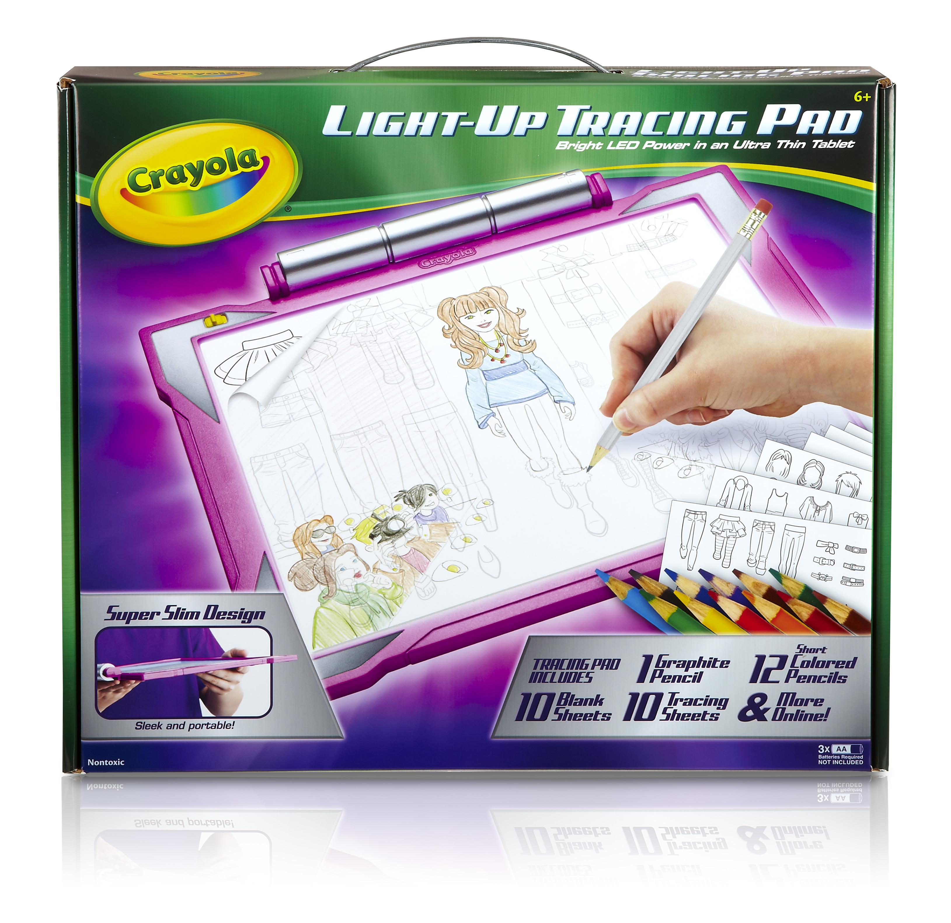 Crayola Light Up Tracing Pad PINK BRIGHT LED POWER in an Ultra Thin Tablet