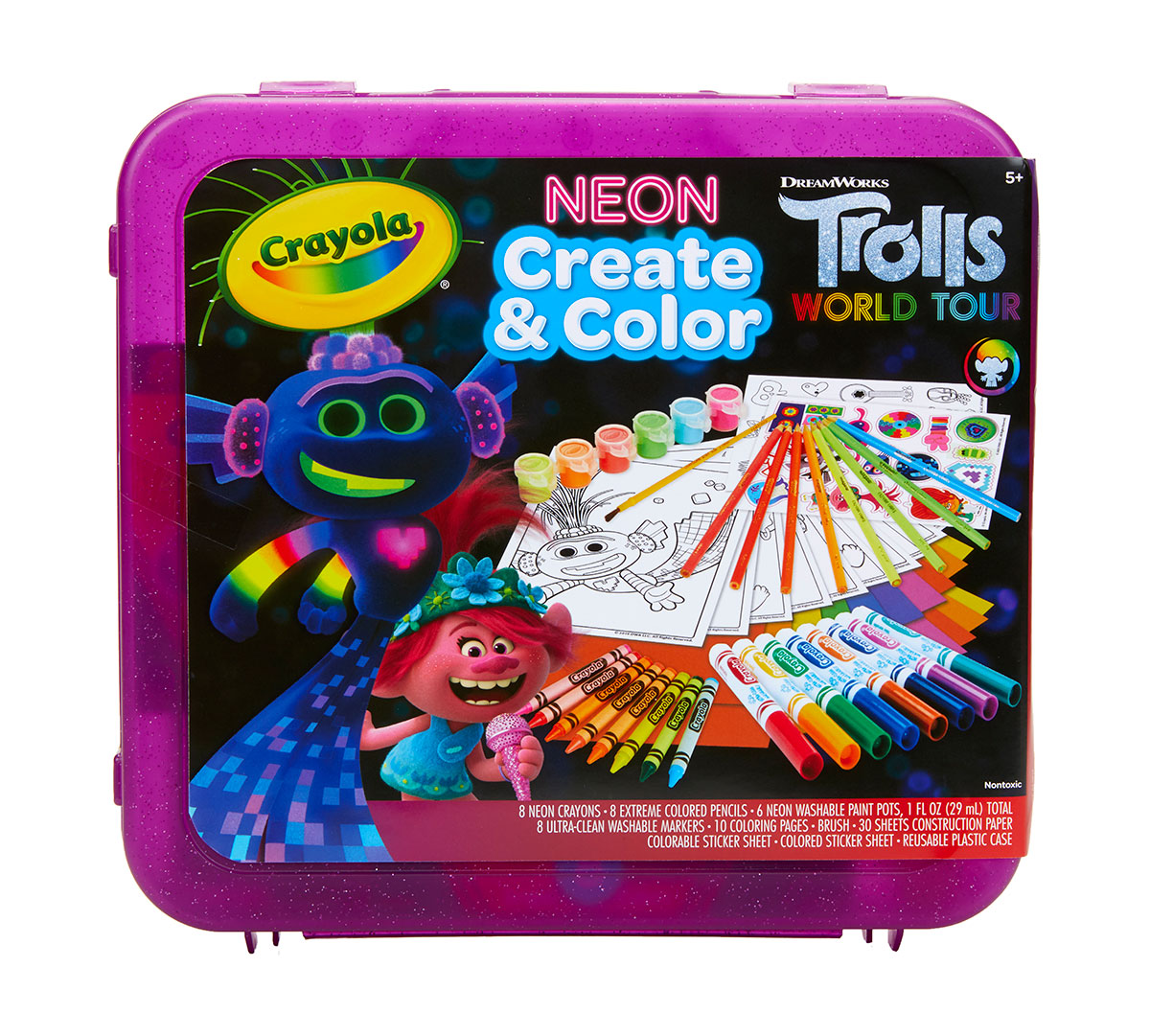 Dreamworks Trolls Travel Creativity Tray & Stationery Set Pink Kids Arts & Craft 