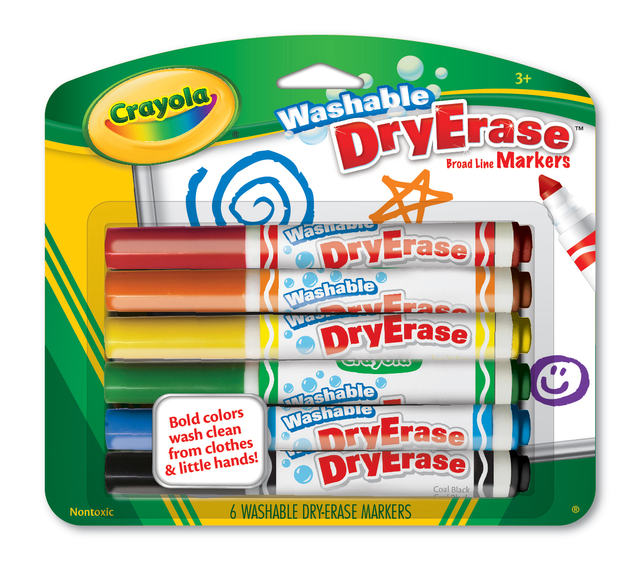 Download Washable Dry-Erase Broad Line Markers, 6 Count | Crayola