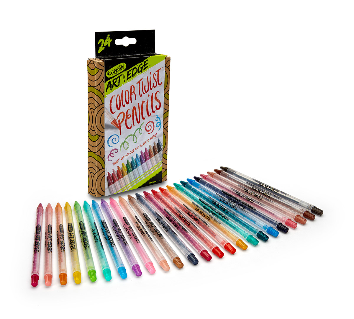 Crayola Color Twist Pencils Art with Edge 24 Piece Color Pencil Set Always Sharp 