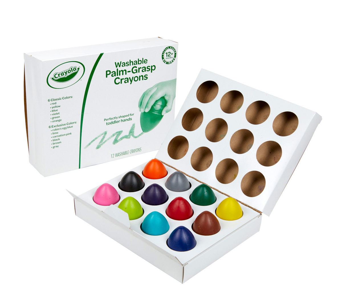 Egg Crayons for Toddlers - 9 Colors Washable Crayons Non Toxic Solid Egg  Crayons (Palm Grip Crayons 9 Colors)