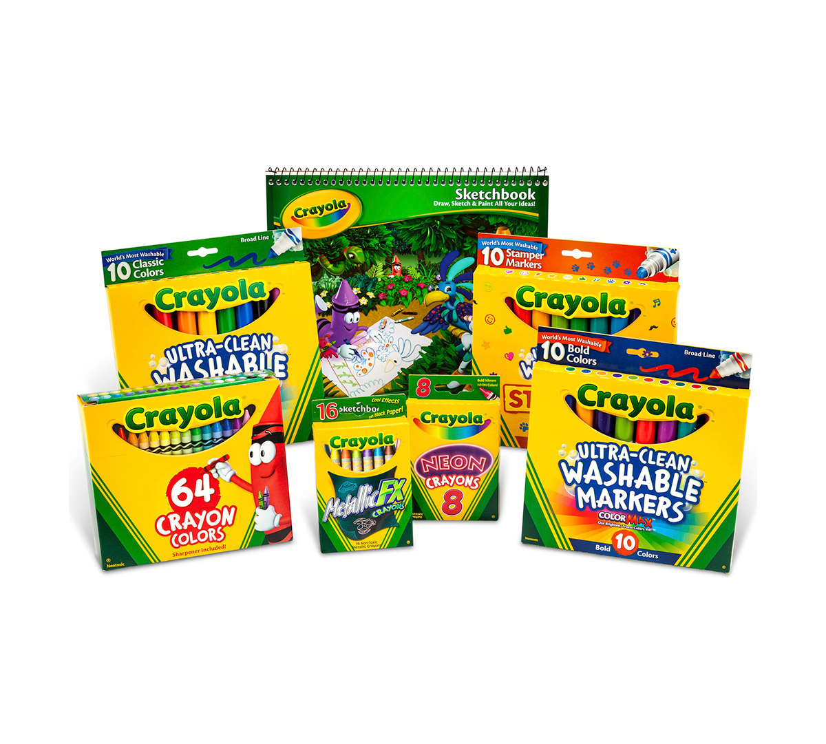 The Crayon and Marker Fun Pack includes many different crayons and